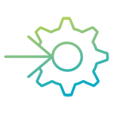 Icon of an arrow blending into a gear