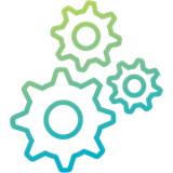 Icon of interlocking gears
