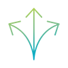Icon of three diverging arrows