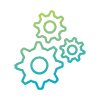 Icon of three interconnecting gears
