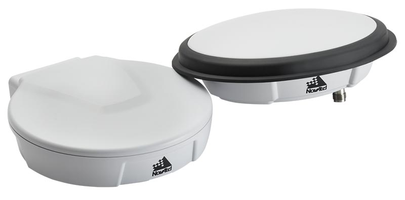 Two white NovAtel antennas from the VEXXIS GNSS-800 series.