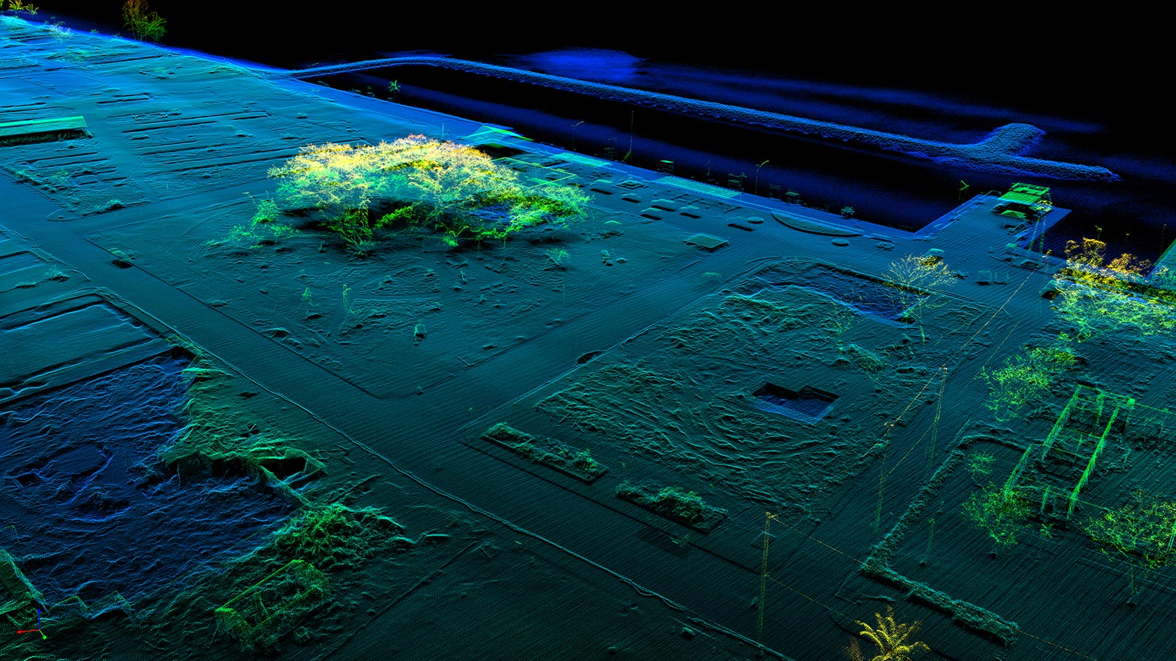 Image showing coloured point cloud of the Banyan tree and the marina in central Lahaina, Hawaii.
